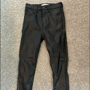 Abercrombie supper skinny high rise ankle, leather jeans